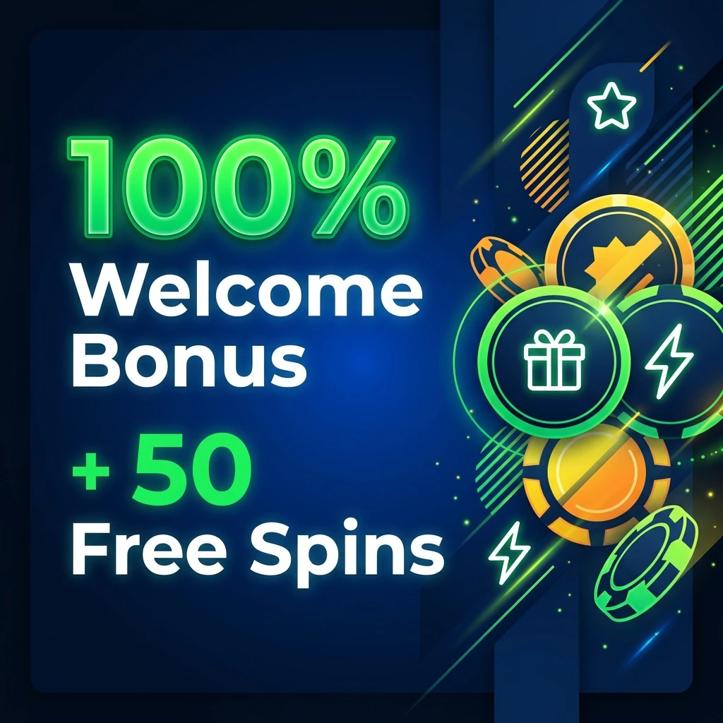 100% Welcome Bonus + 50 Free Spins